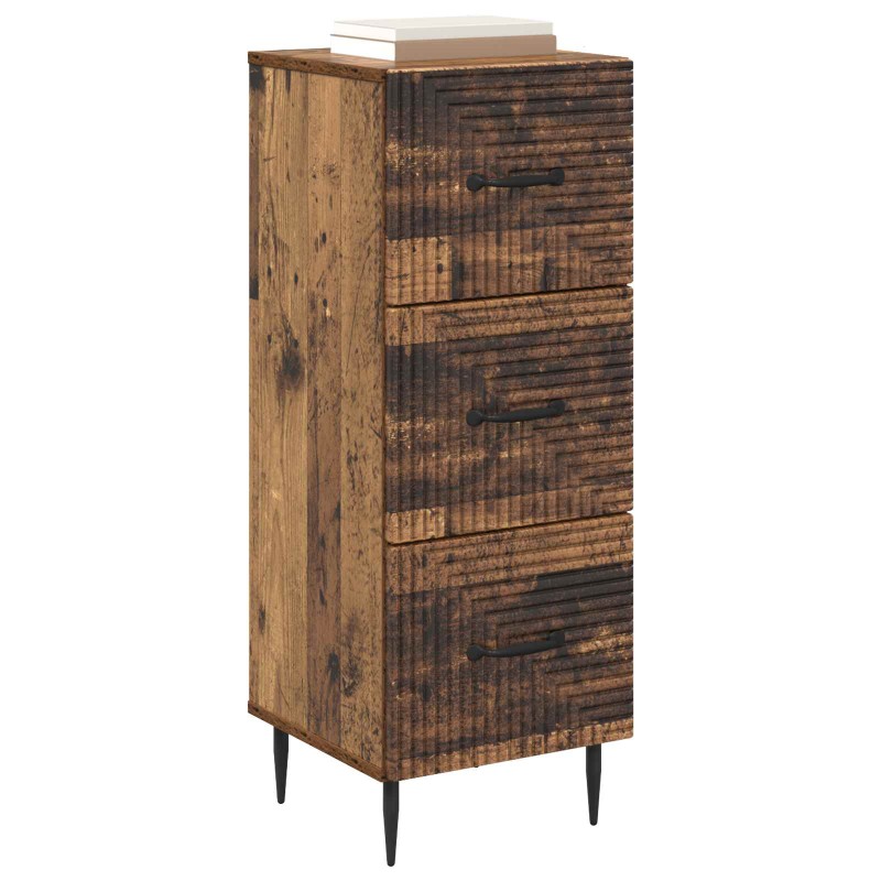 vidaXL Ντουλάπι με Συρτάρια Παλαιωμένο ξύλο 33 x 34,5 x 89,5 εκ
