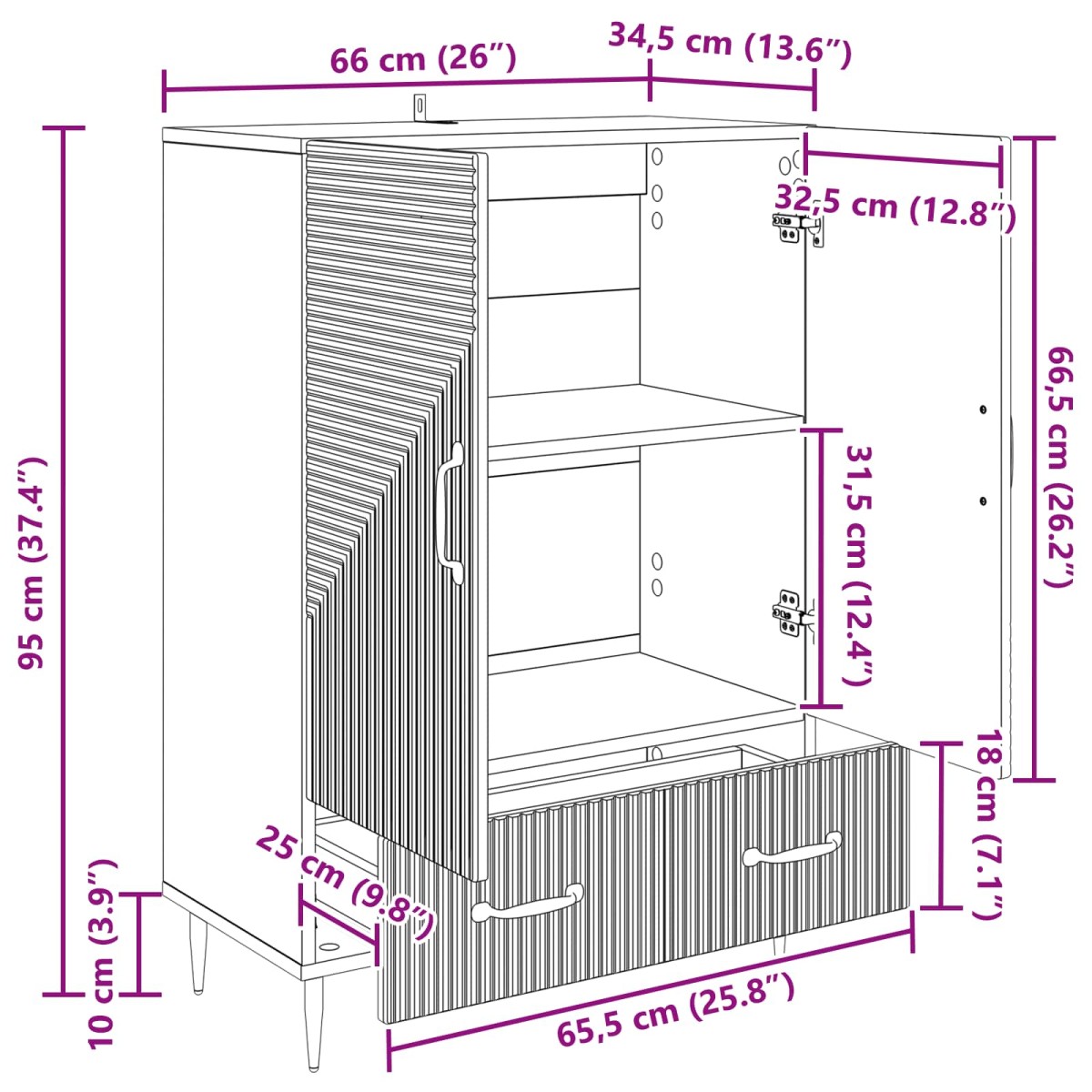 vidaXL Πλαϊνό γραφείο με συρτάρι Γκρι Sonoma 66 x 34,5 x 95 εκ.