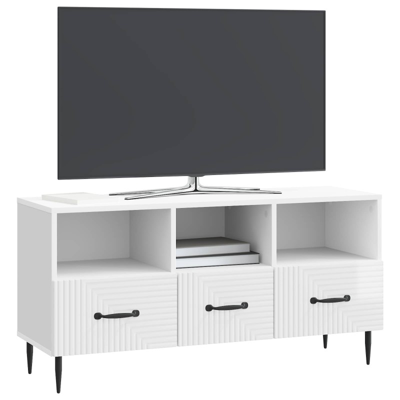 vidaXL Ντουλάπι TV με συρτάρι Γυαλιστερό Λευκό 102 x 34,5 x 50 εκ.