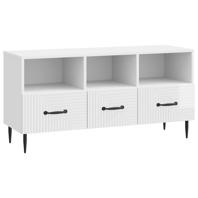 vidaXL Ντουλάπι TV με συρτάρι Γυαλιστερό Λευκό 102 x 34,5 x 50 εκ.