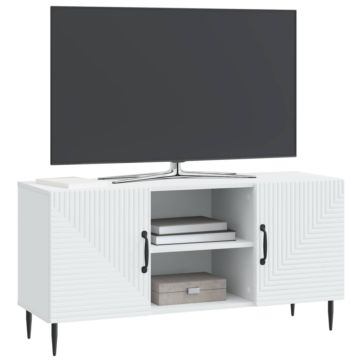 vidaXL Ντουλάπι TV Λευκό 102 x 34,5 x 50 εκ. Επεξεργασμένο Ξύλο