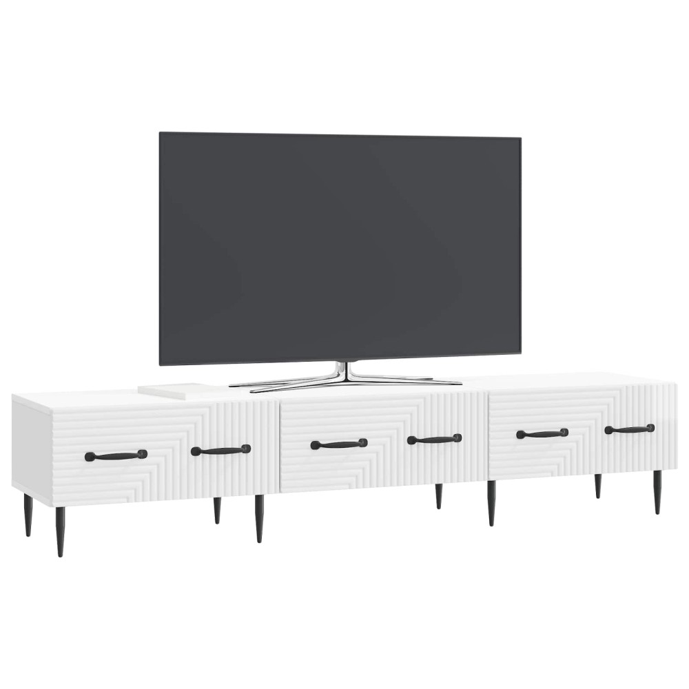 vidaXL Ντουλάπι TV με συρτάρι Γυαλιστερό Λευκό 147 x 34,5 x 30 εκ