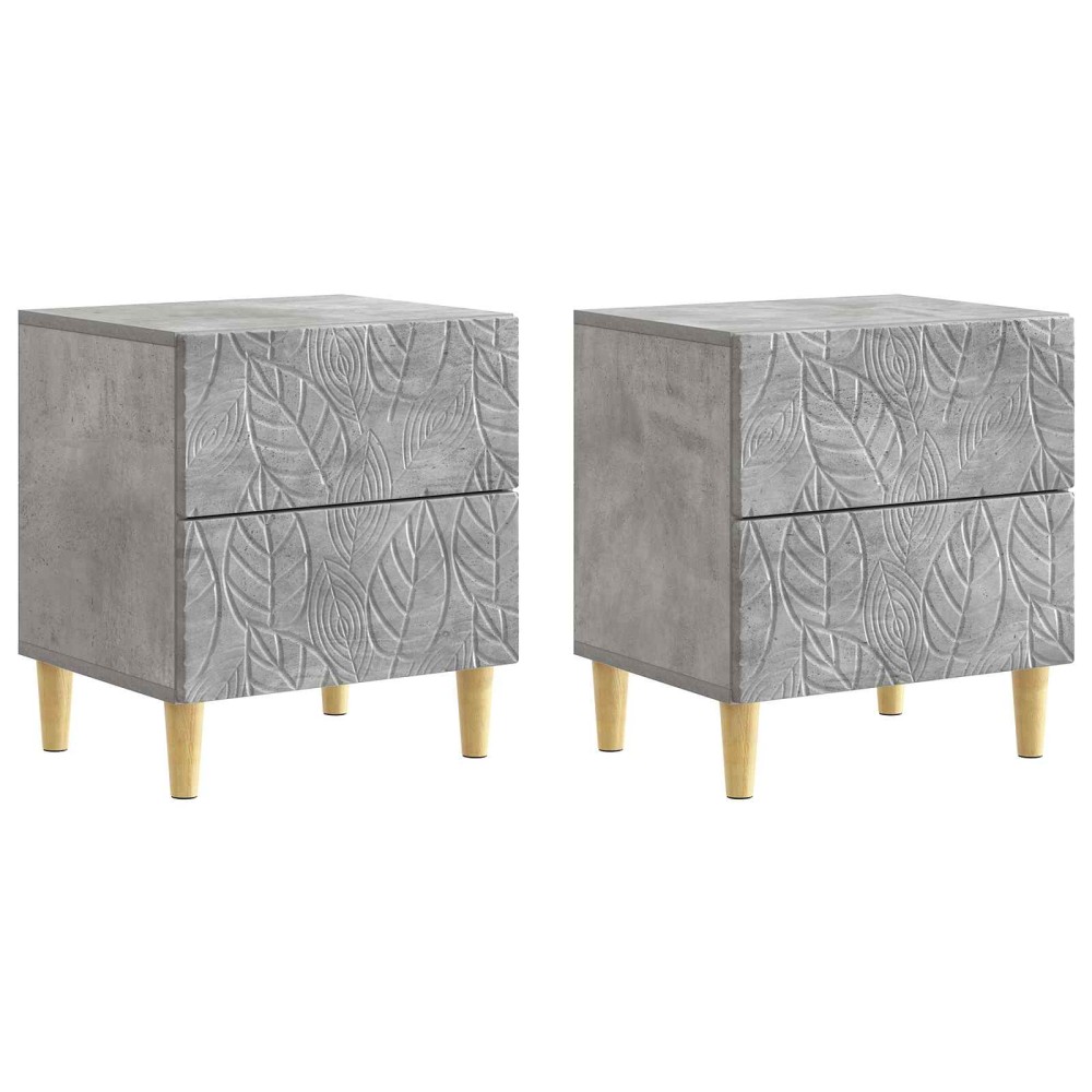 vidaXL Κομοδίνο 2 τμχ. Γκρι Σκυροδέματος 43 x 34,5 x 48 εκ