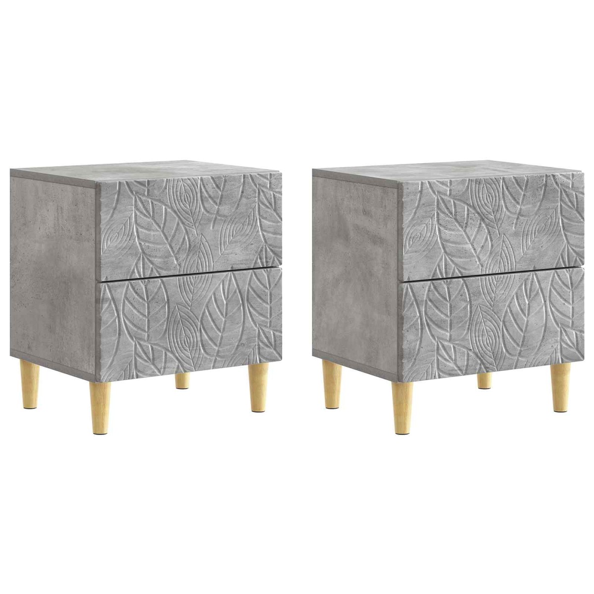 vidaXL Κομοδίνο 2 τμχ. Γκρι Σκυροδέματος 43 x 34,5 x 48 εκ