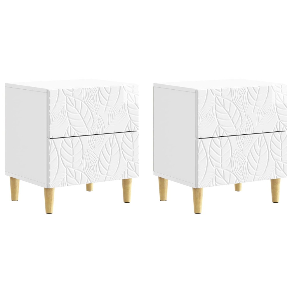vidaXL Κομοδίνο 2 τμχ. Γυαλιστερό Λευκό 43 x 34,5 x 48 εκ
