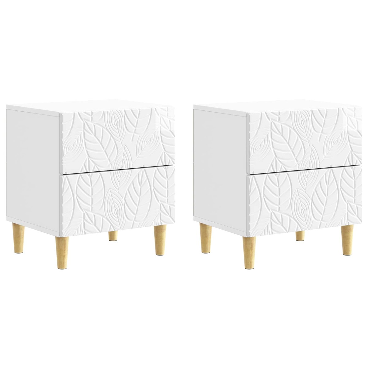 vidaXL Κομοδίνο 2 τμχ. Γυαλιστερό Λευκό 43 x 34,5 x 48 εκ