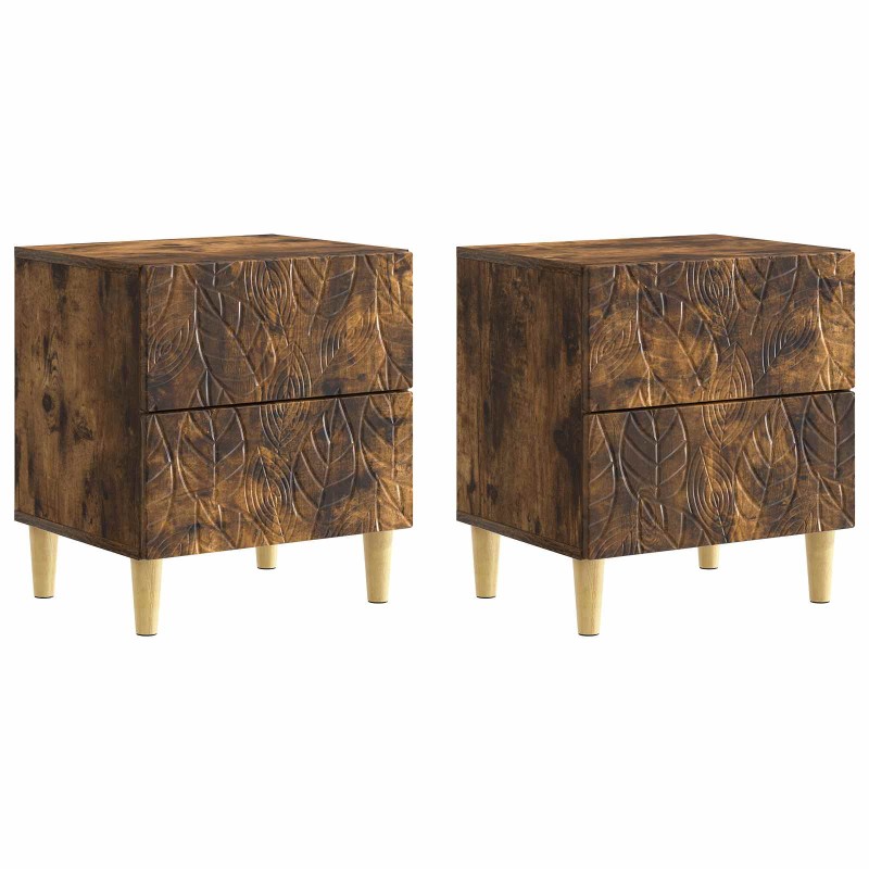 vidaXL Κομοδίνο 2 τμχ. Καπνισμένο Ξύλο Δρυός 43 x 34,5 x 48 εκ