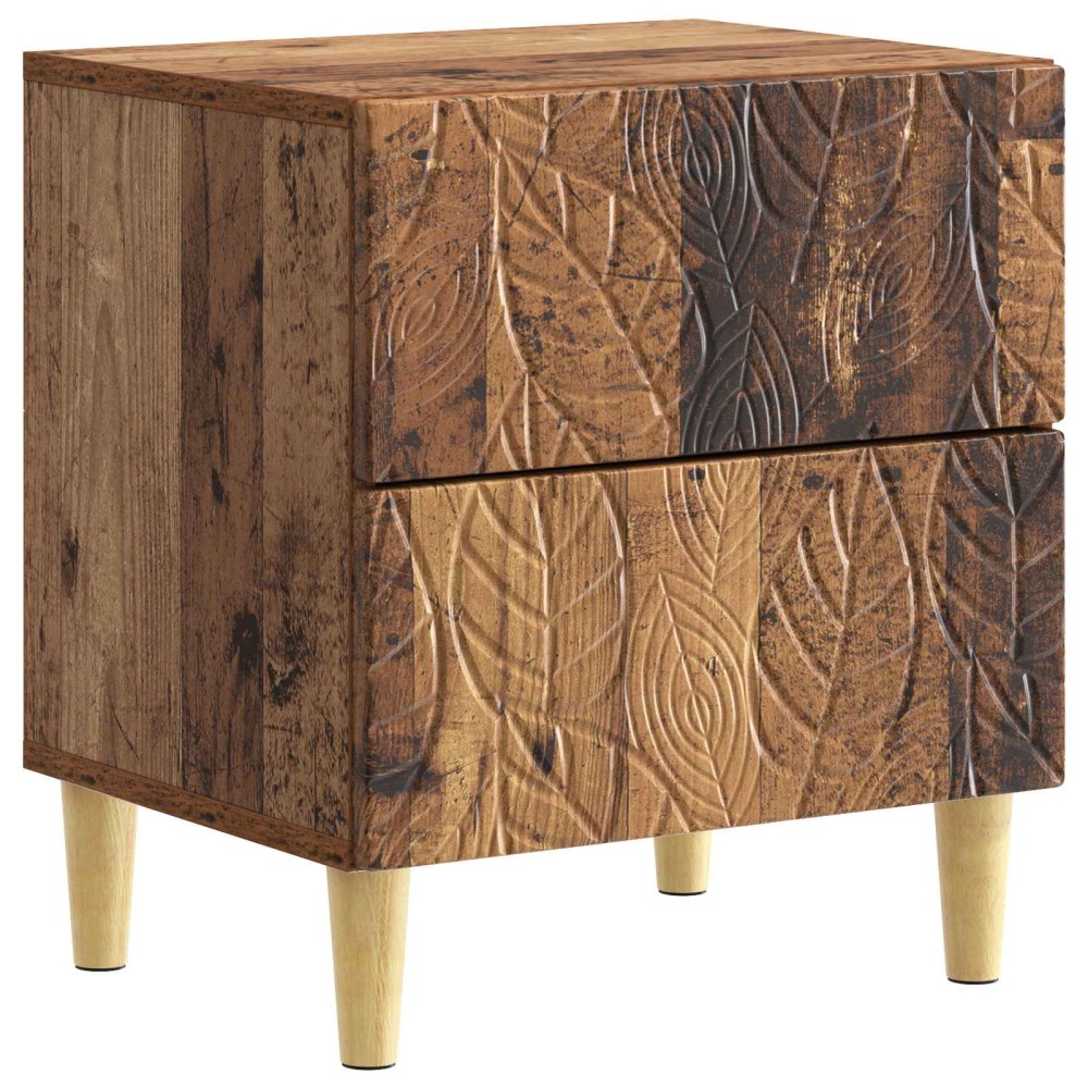 vidaXL Κομοδίνο 2 τμχ. Παλαιωμένο ξύλο 43 x 34,5 x 48 εκ