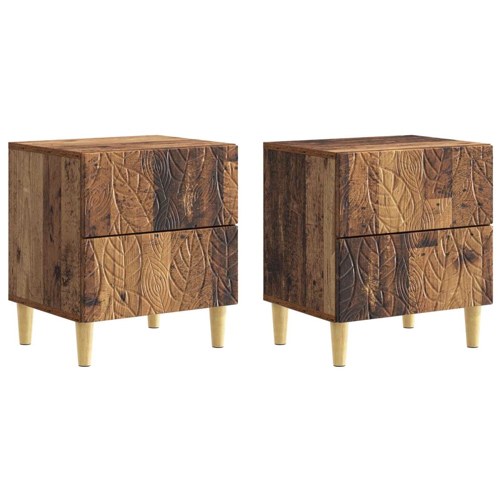 vidaXL Κομοδίνο 2 τμχ. Παλαιωμένο ξύλο 43 x 34,5 x 48 εκ