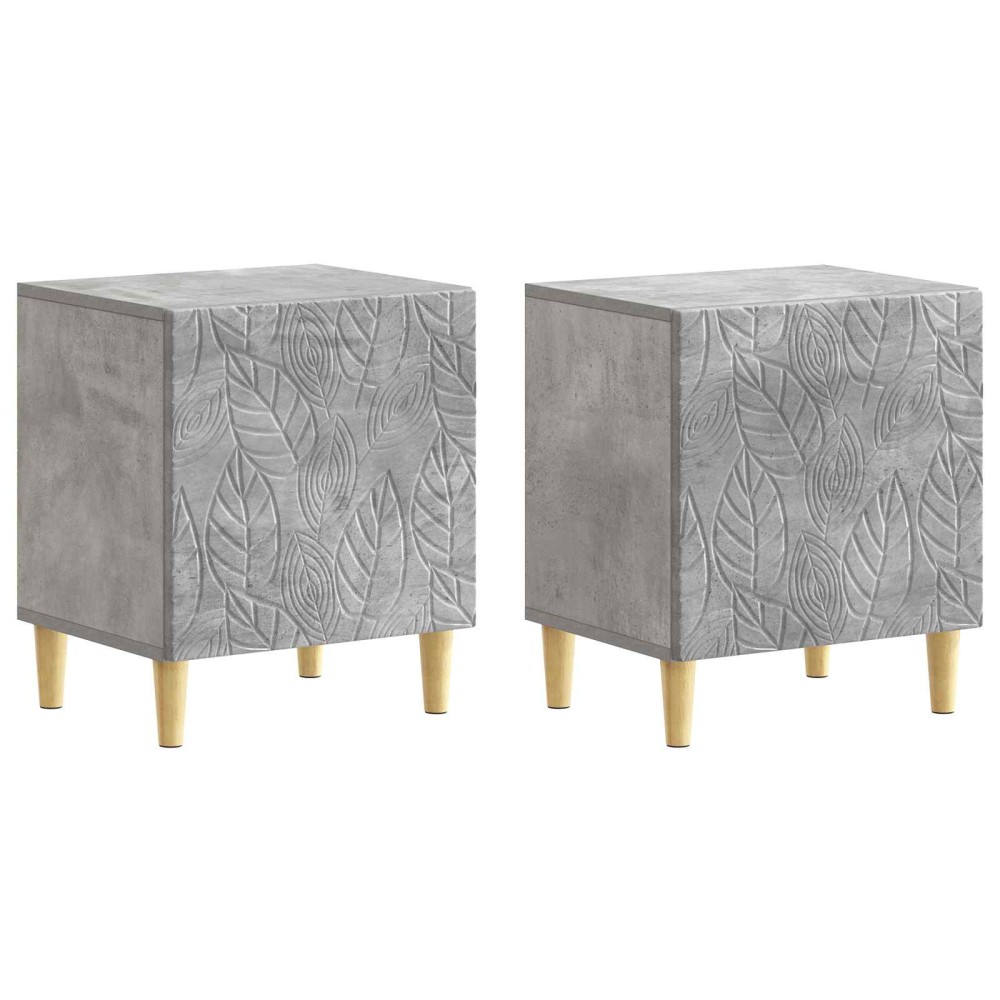 vidaXL Κομοδίνο 2 τεμ. Γκρι Σκυροδέματος 43 x 34,5 x 50 εκ