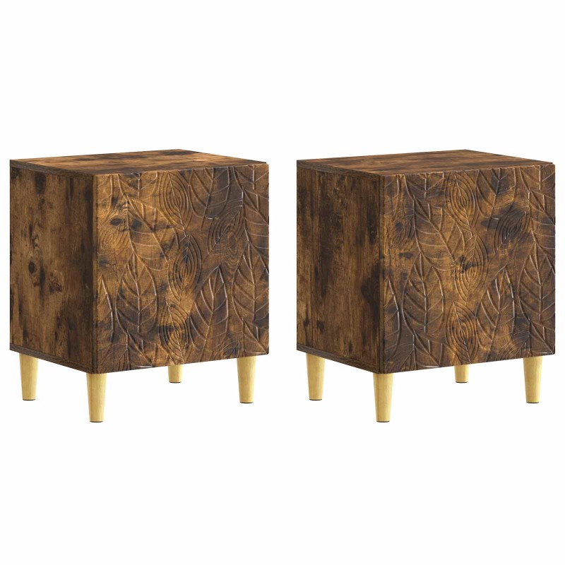 vidaXL Κομοδίνο 2 τεμ. Καπνισμένο Ξύλο Δρυός 43 x 34,5 x 50 εκ