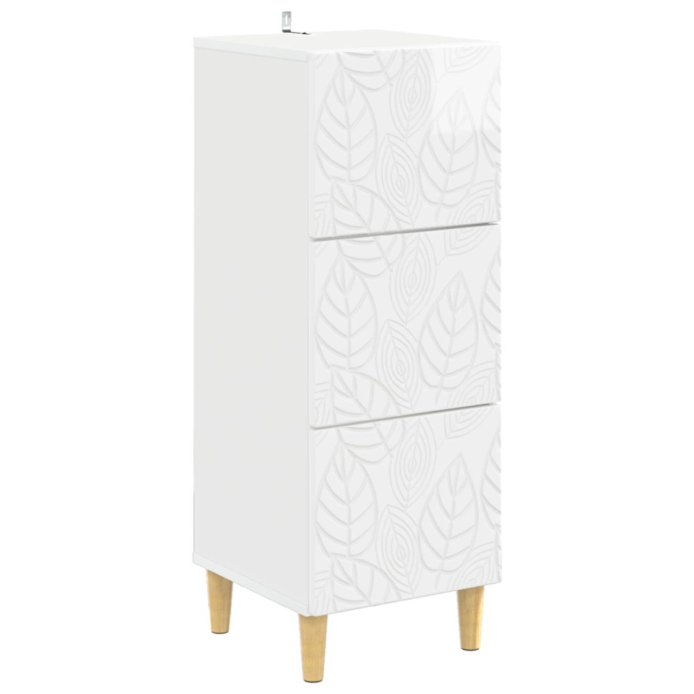 vidaXL Ντουλάπι με Συρτάρια Γυαλιστερό Λευκό 33 x 34,5 x 90 εκ