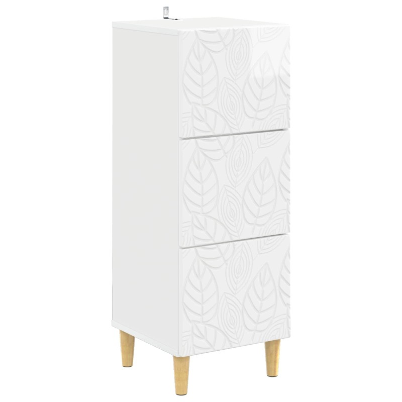 vidaXL Ντουλάπι με Συρτάρια Γυαλιστερό Λευκό 33 x 34,5 x 90 εκ