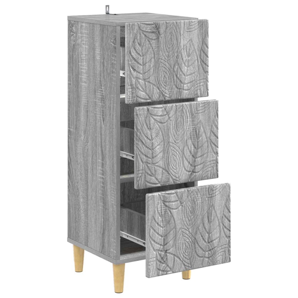 vidaXL Ντουλάπι με Συρτάρια Γκρι Sonoma 33 x 34,5 x 90 εκ