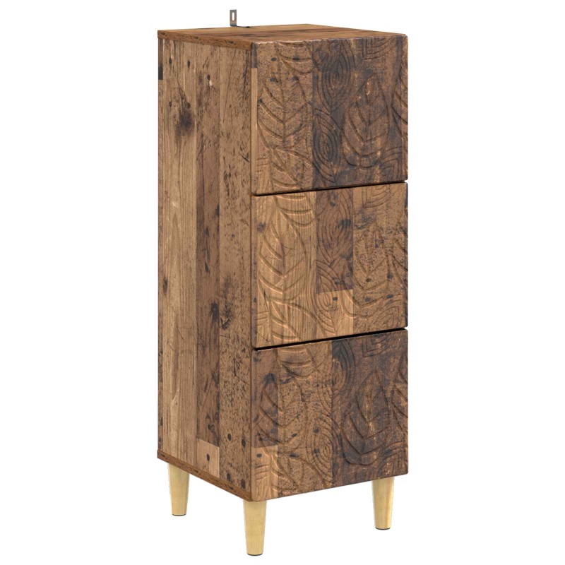 vidaXL Ντουλάπι με Συρτάρια Παλαιωμένο ξύλο 33 x 34,5 x 90 εκ