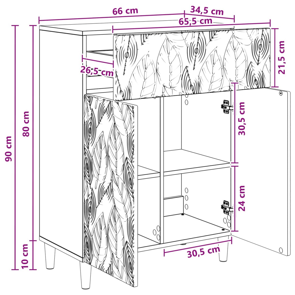 vidaXL Πλαϊνό γραφείο Παλαιωμένο ξύλο 66 x 34,5 x 90 εκ
