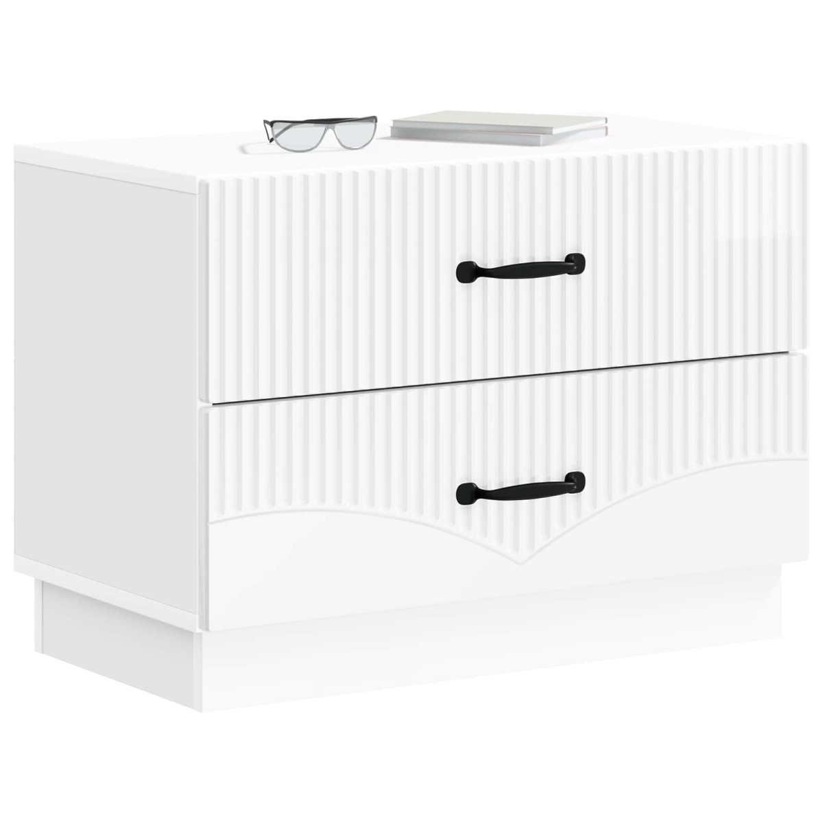 vidaXL Κομοδίνο Γυαλιστερό Λευκό 62 x 34,5 x 44,5 εκ