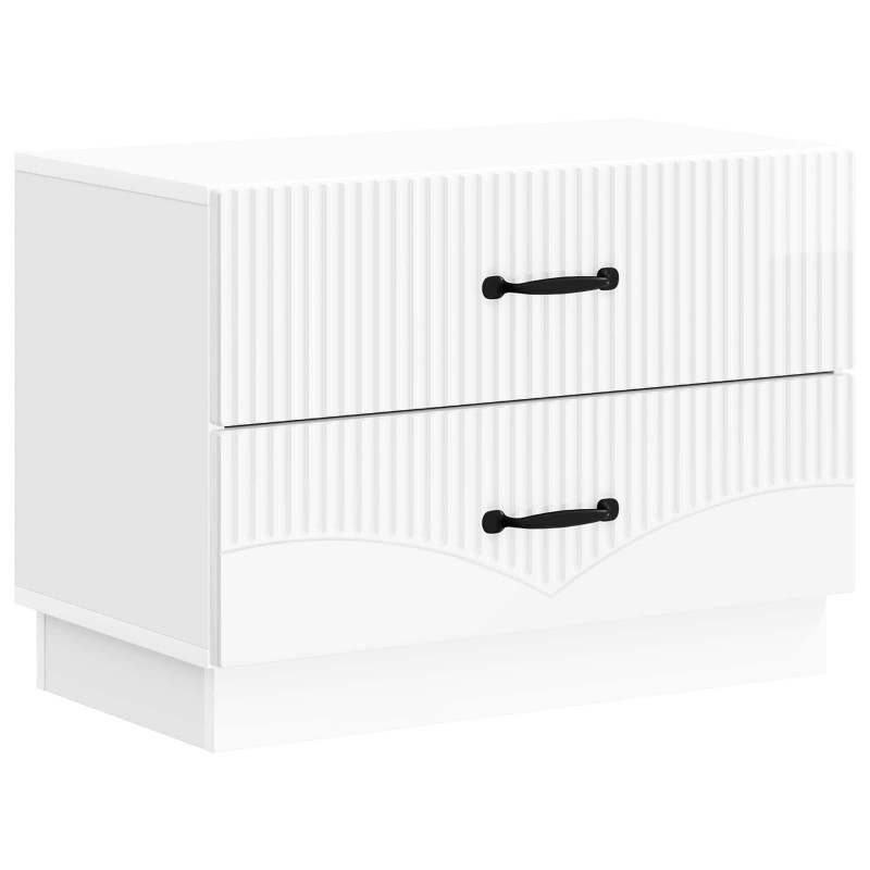 vidaXL Κομοδίνο Γυαλιστερό Λευκό 62 x 34,5 x 44,5 εκ