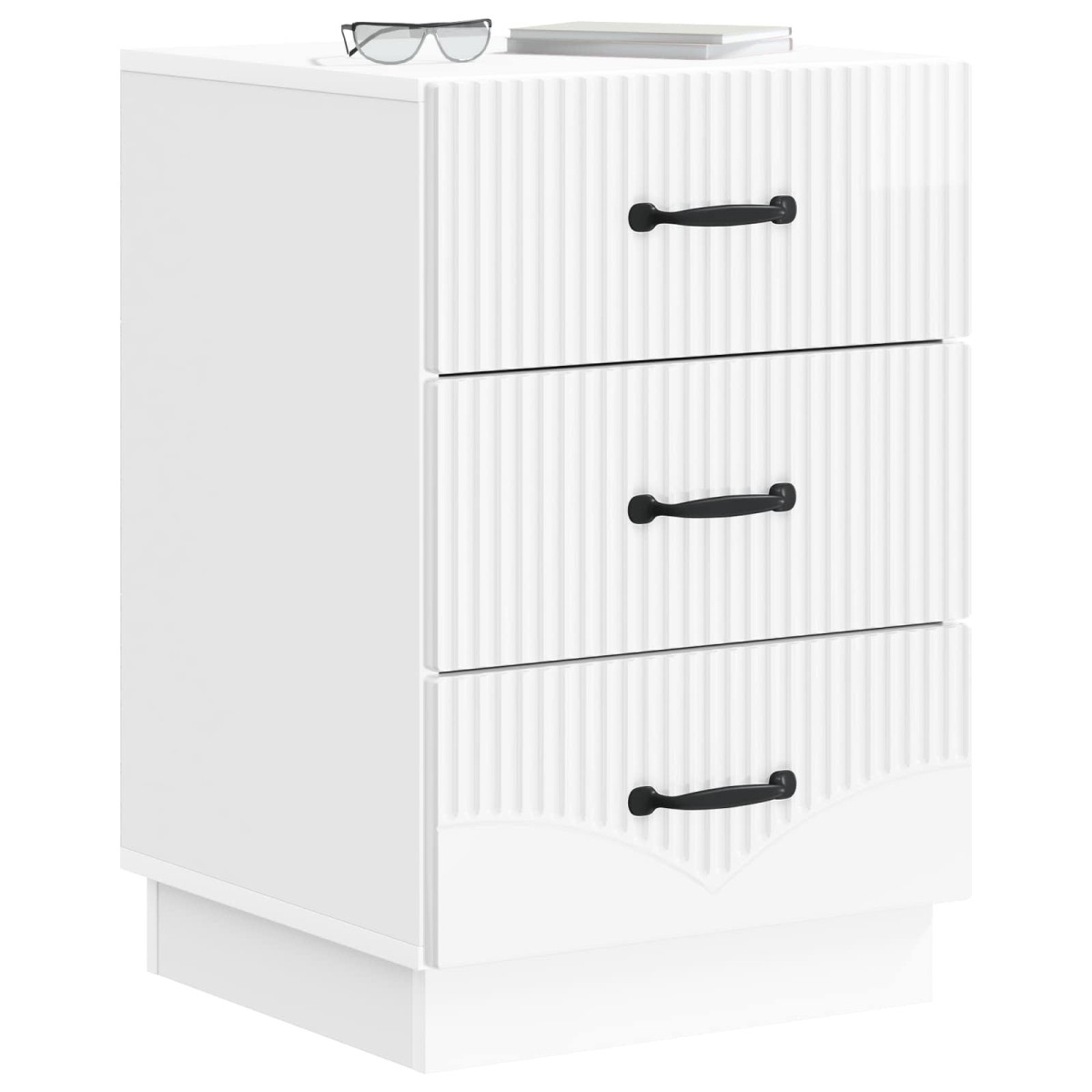 vidaXL Κομοδίνο Γυαλιστερό Λευκό 43 x 41 x 63,5 εκ. Επεξεργασμένο Ξύλο
