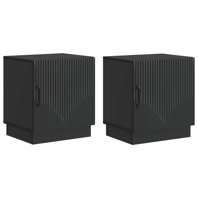vidaXL Κομοδίνο 2 τμχ. Μαύρο 43 x 34,5 x 47 εκ. Επεξεργασμένο Ξύλο