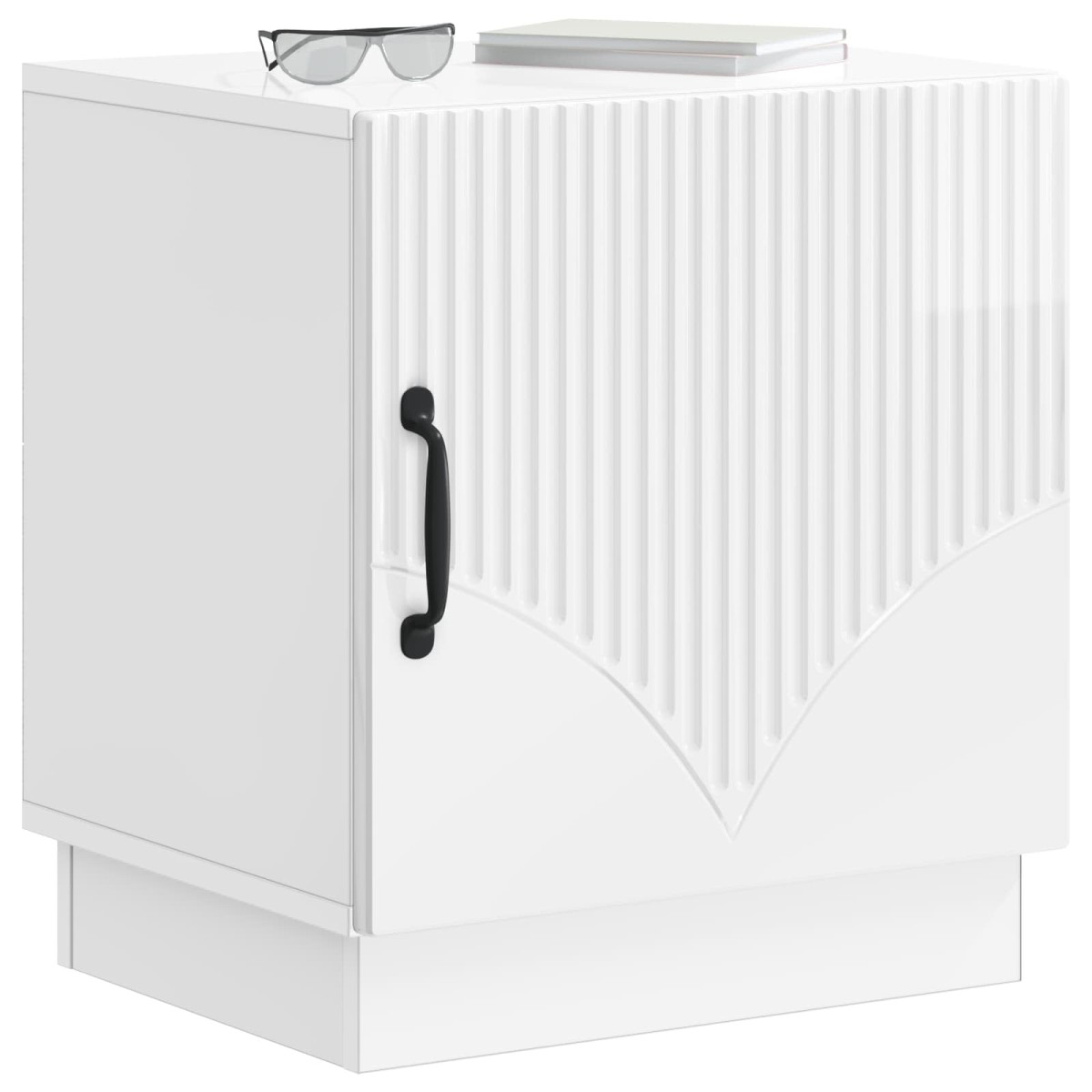 vidaXL Κομοδίνο Γυαλιστερό Λευκό 43 x 34,5 x 47 εκ. Επεξεργασμένο Ξύλο