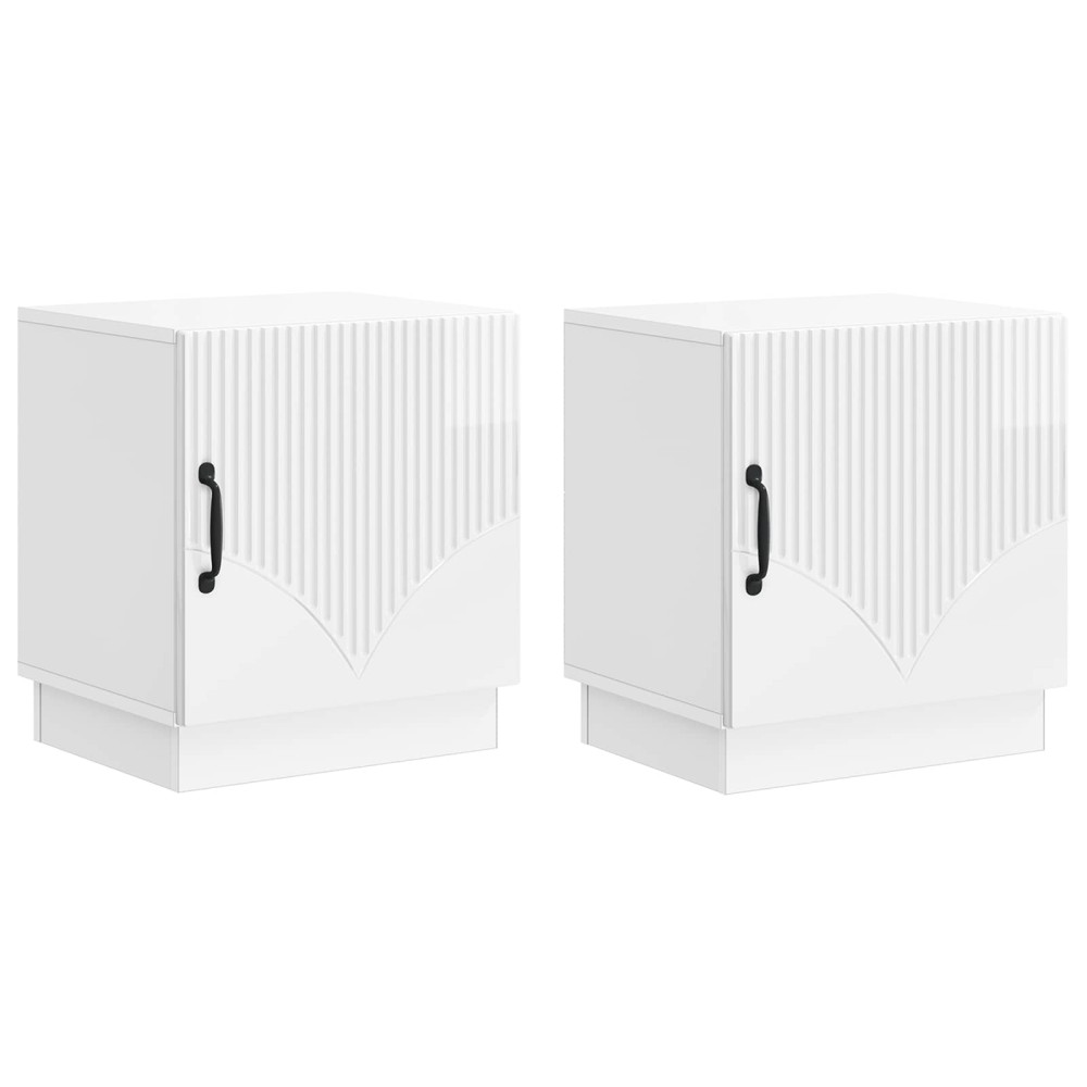 vidaXL Κομοδίνο 2 τμχ. Γυαλιστερό Λευκό 43 x 34,5 x 47 εκ.