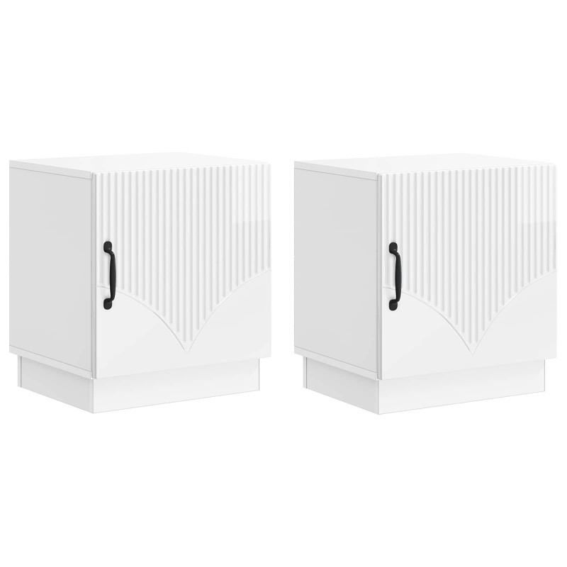 vidaXL Κομοδίνο 2 τμχ. Γυαλιστερό Λευκό 43 x 34,5 x 47 εκ.