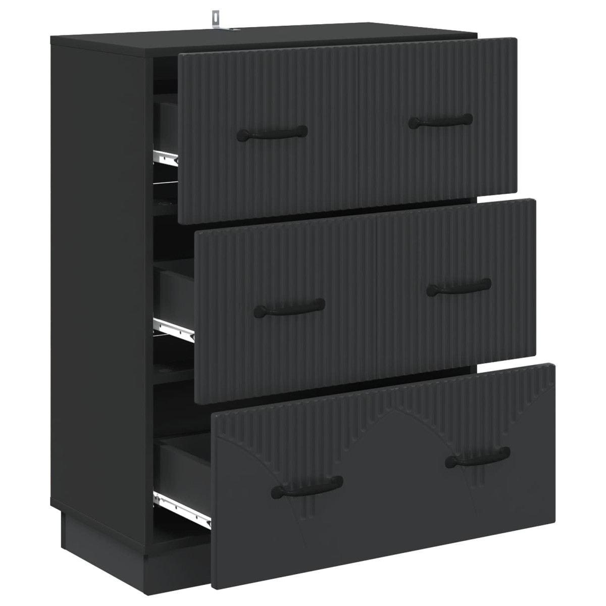 vidaXL Ντουλάπι με Συρτάρια Μαύρο 66 x 34,5 x 87 εκ.