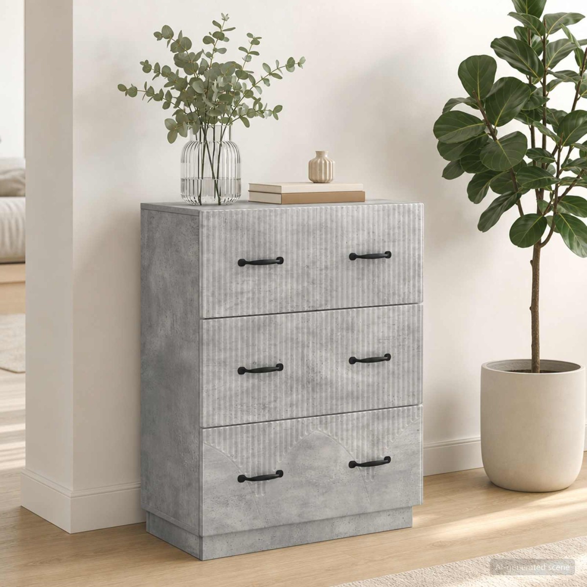 vidaXL Ντουλάπι με Συρτάρια Γκρι Σκυροδέματος 66 x 34,5 x 87 εκ.