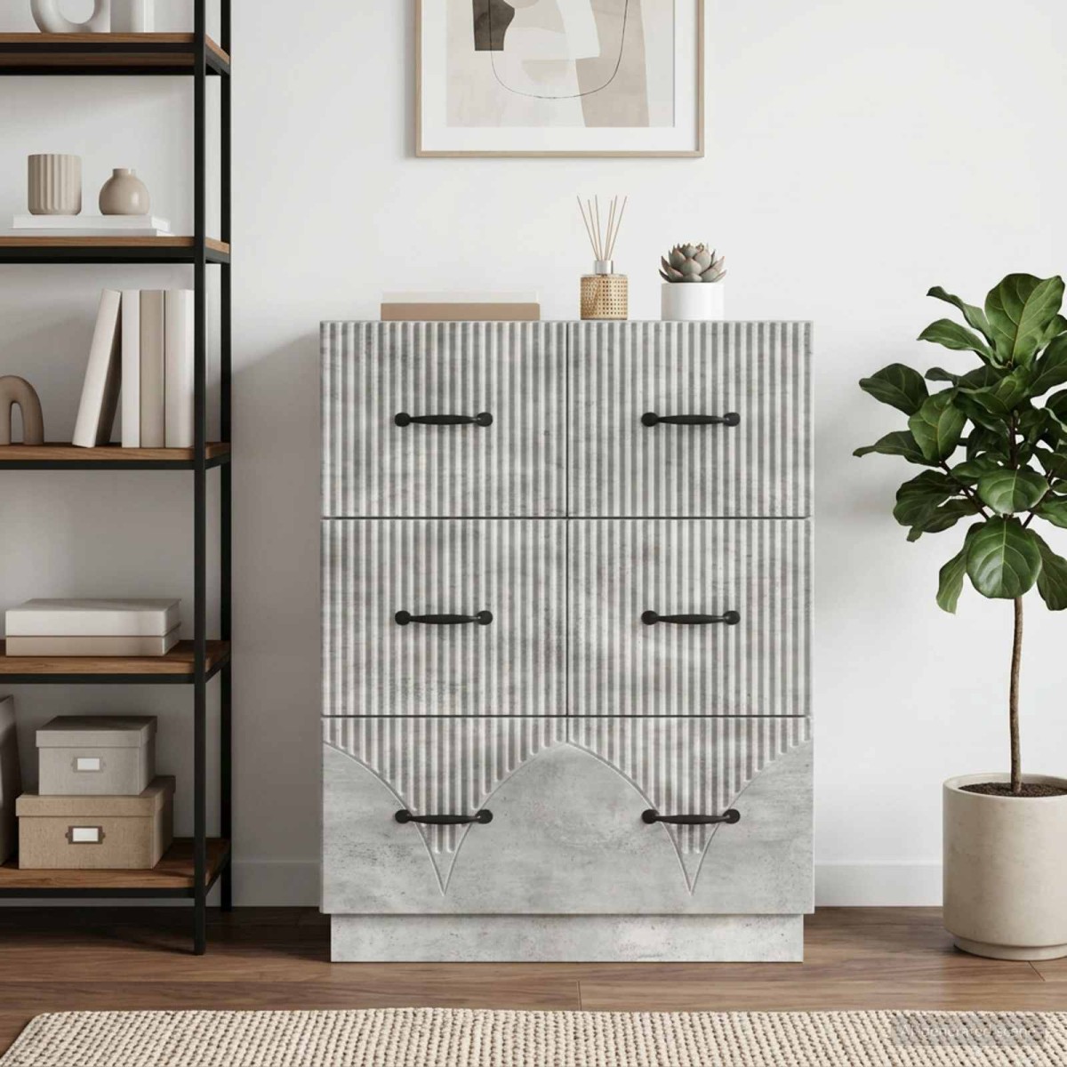 vidaXL Ντουλάπι με Συρτάρια Γκρι Σκυροδέματος 66 x 34,5 x 87 εκ.