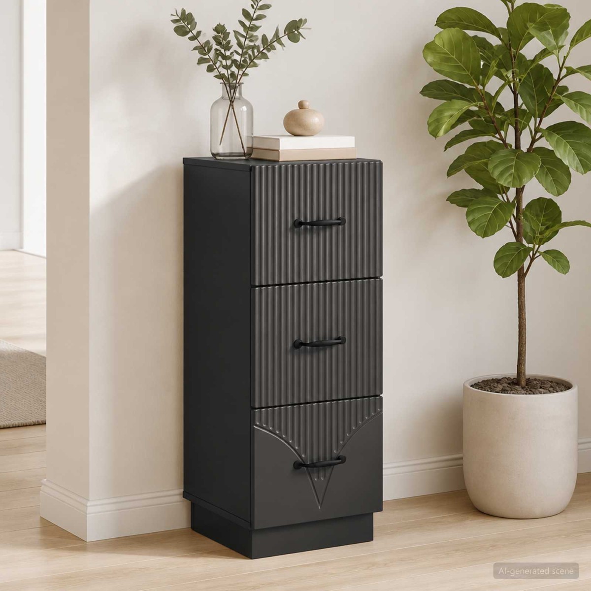 vidaXL Ντουλάπι με Συρτάρια Μαύρο 33 x 34,5 x 87 εκ.