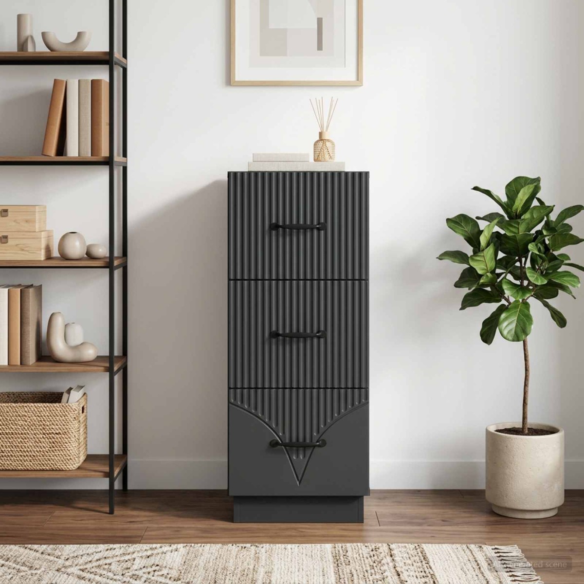 vidaXL Ντουλάπι με Συρτάρια Μαύρο 33 x 34,5 x 87 εκ.