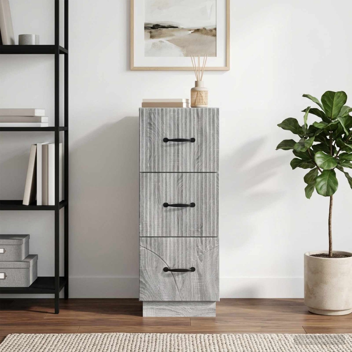 vidaXL Ντουλάπι με Συρτάρια Γκρι Sonoma 33 x 34,5 x 87 εκ.