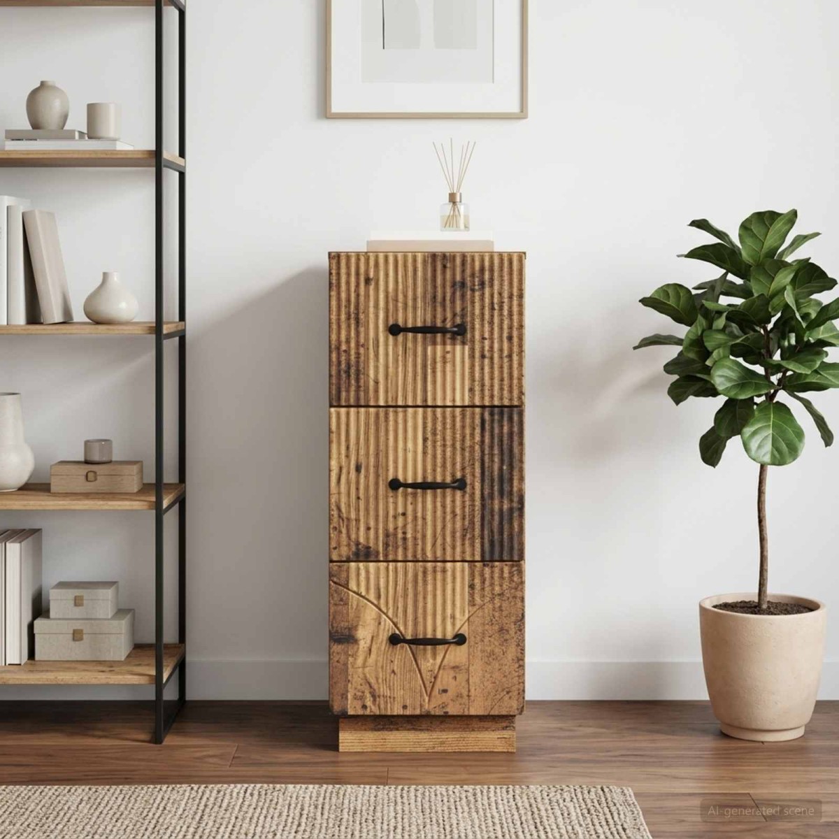 vidaXL Ντουλάπι με Συρτάρια Παλαιωμένο ξύλο 33 x 34,5 x 87 εκ.