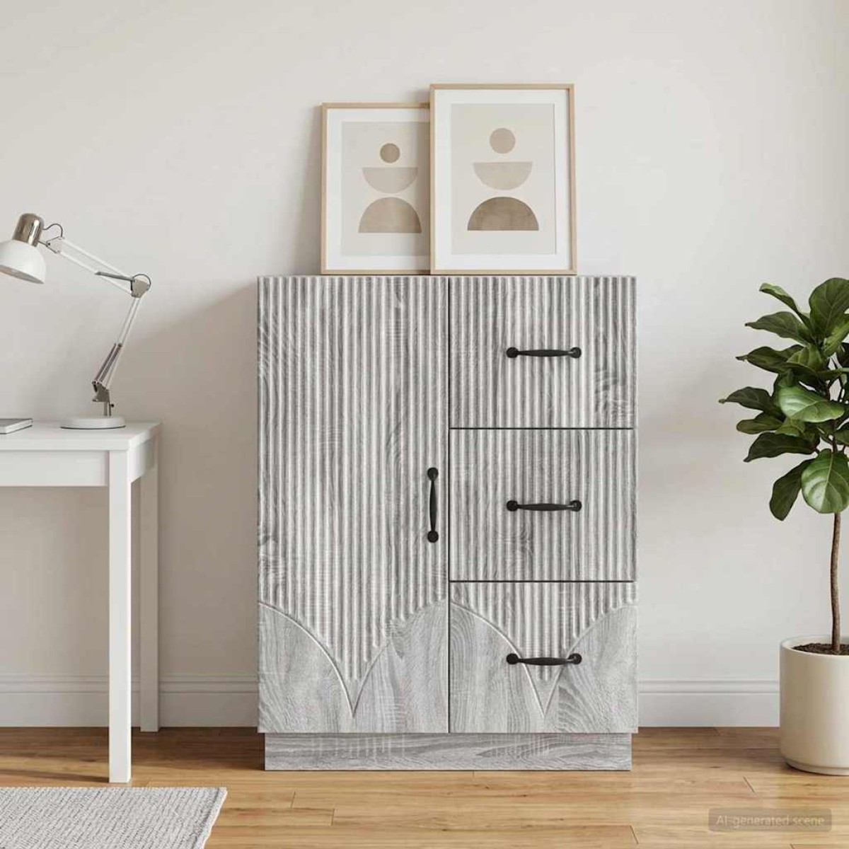 vidaXL Πλαϊνό γραφείο με συρτάρι Γκρι Sonoma 66 x 34,5 x 87 εκ.