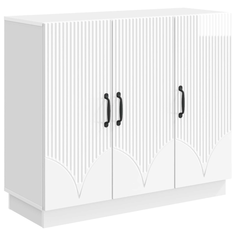 vidaXL Πλαϊνό γραφείο Γυαλιστερό Λευκό 89 x 34,5 x 77 εκ.