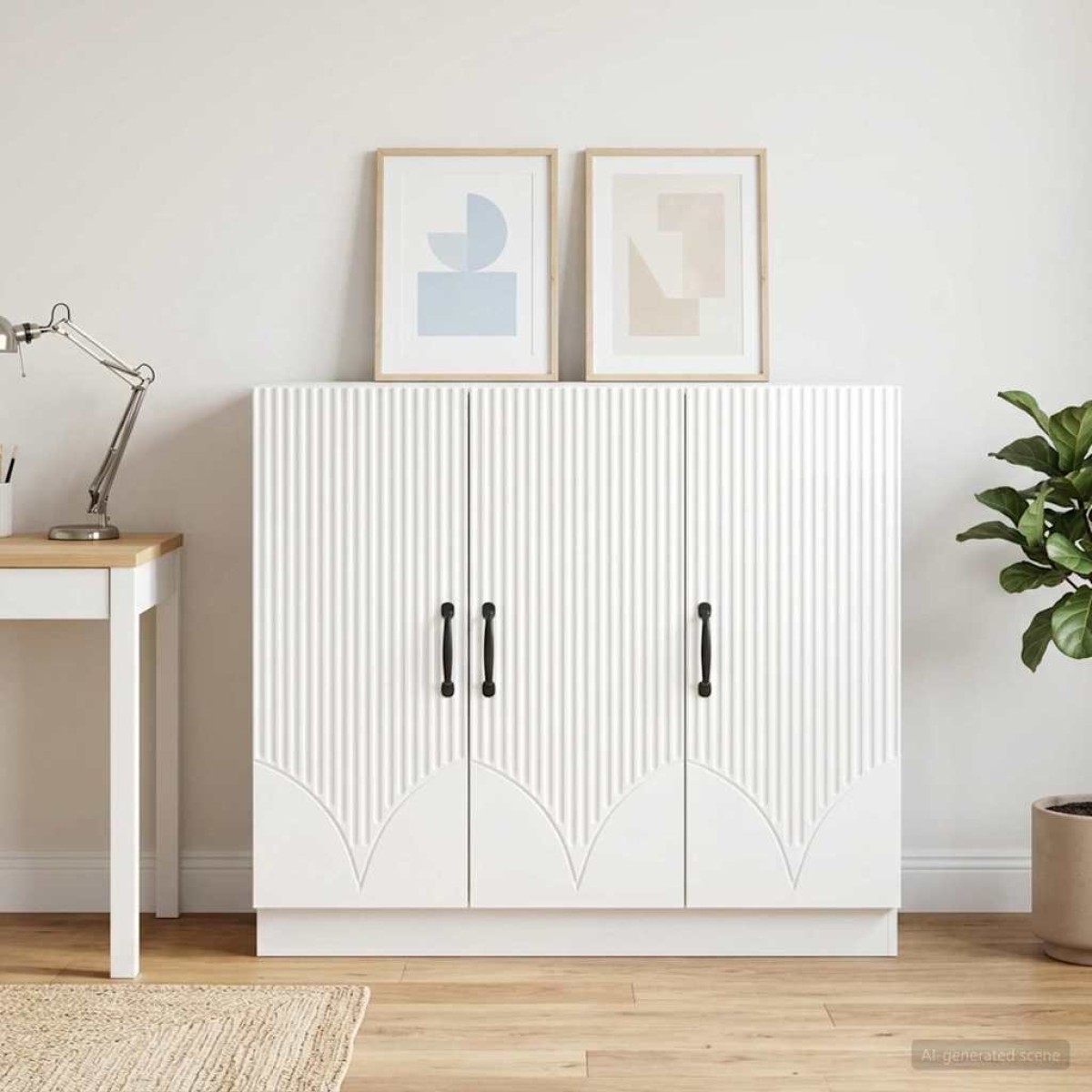 vidaXL Πλαϊνό γραφείο Γυαλιστερό Λευκό 89 x 34,5 x 77 εκ.