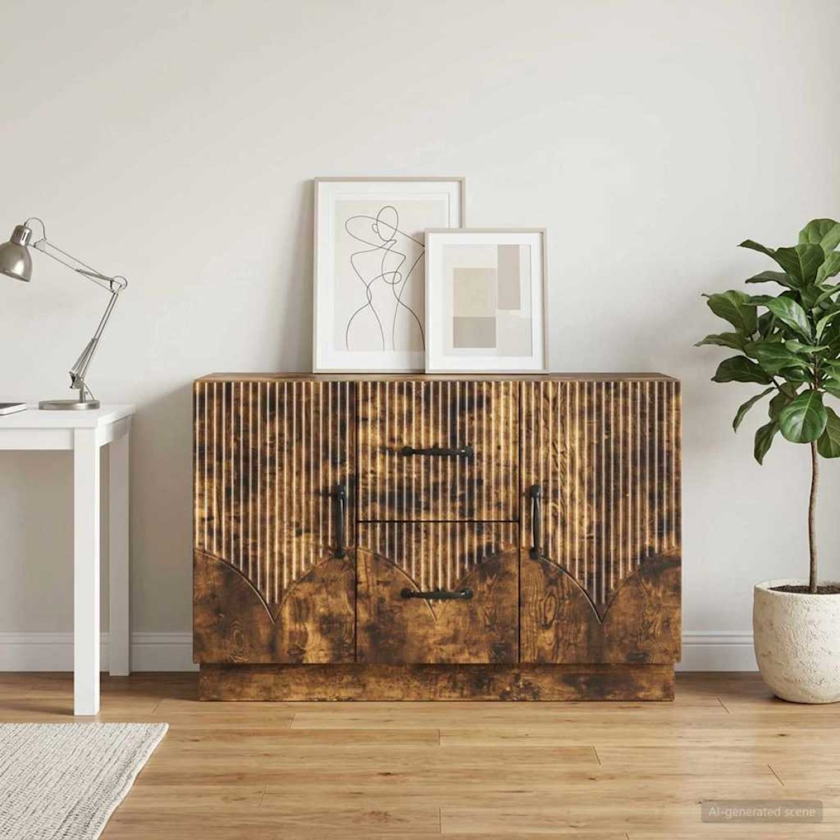 vidaXL Πλαϊνό γραφείο Καπνισμένο Ξύλο Δρυός 89 x 34,5 x 57 εκ.