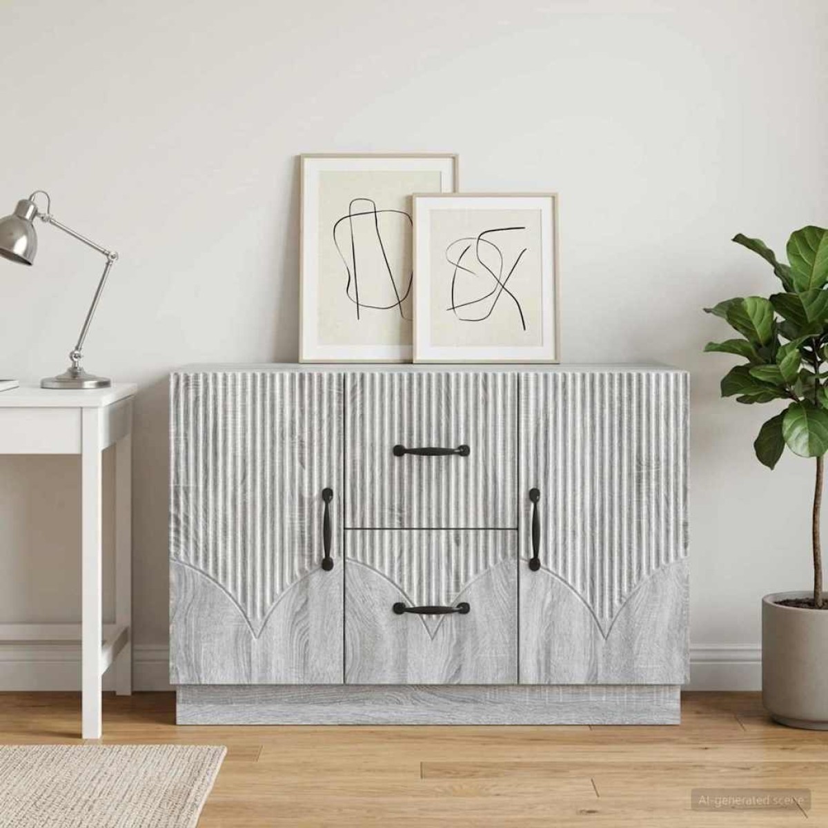 vidaXL Πλαϊνό γραφείο με συρτάρι Γκρι Sonoma 89 x 34,5 x 57 εκ.