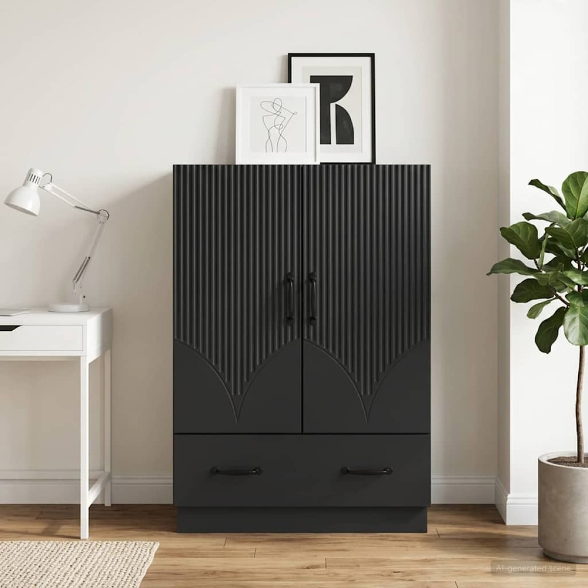 vidaXL Πλαϊνό γραφείο Μαύρο 66 x 34,5 x 92 εκ. Επεξεργασμένο Ξύλο
