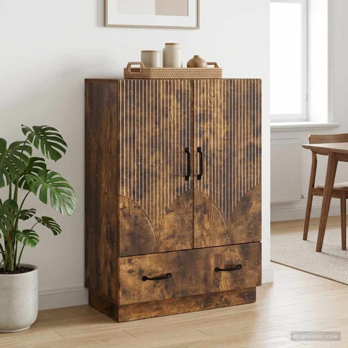 vidaXL Πλαϊνό γραφείο Καπνισμένο Ξύλο Δρυός 66 x 34,5 x 92 εκ.