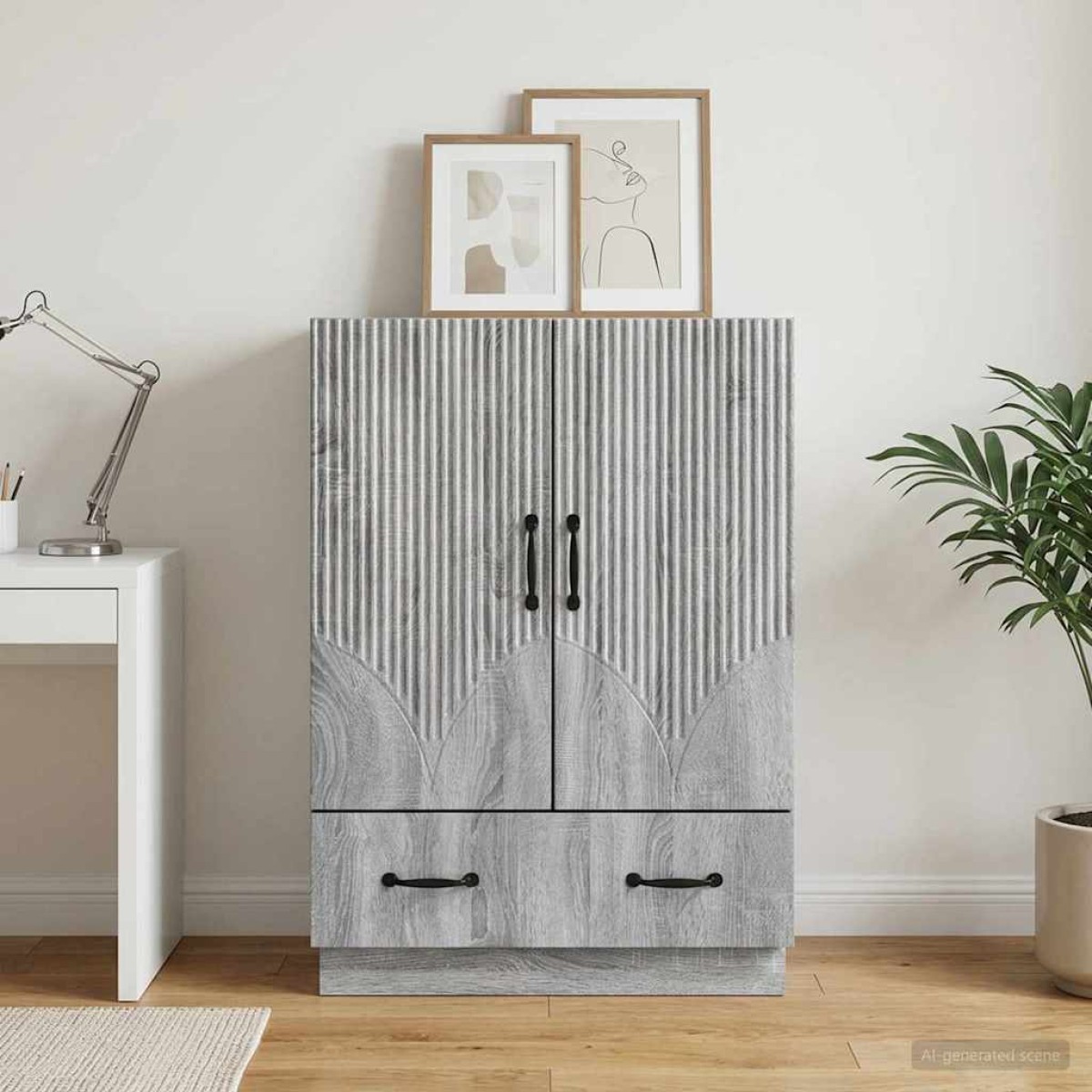 vidaXL Πλαϊνό γραφείο με συρτάρι Γκρι Sonoma 66 x 34,5 x 92 εκ.