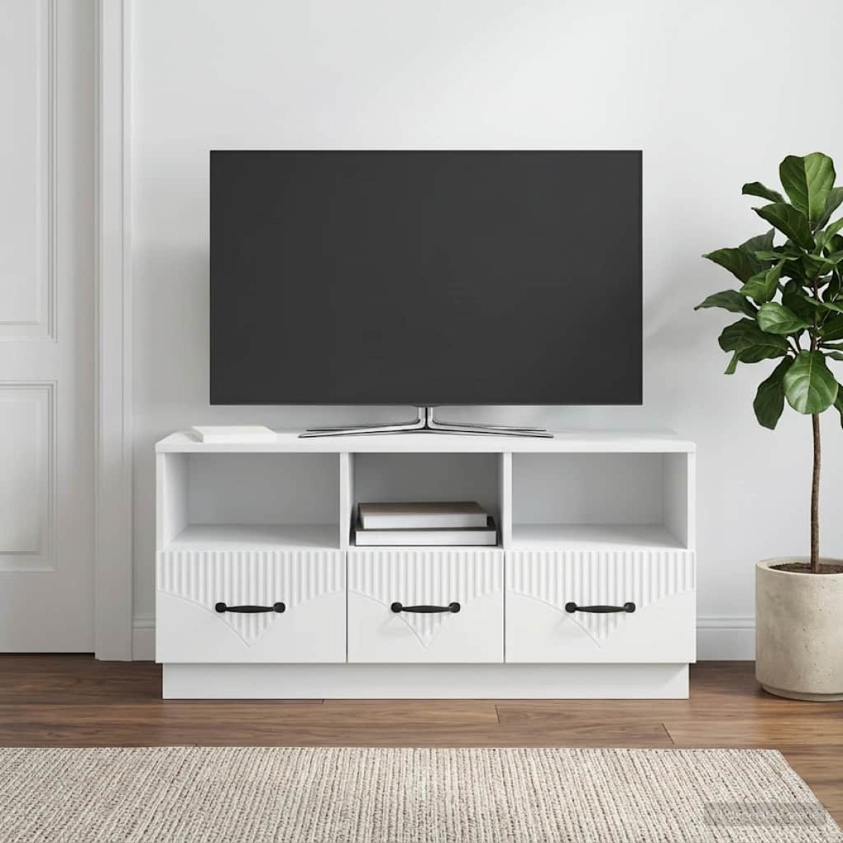 vidaXL Ντουλάπι TV Λευκό 102 x 34,5 x 47 εκ Επεξεργασμένο Ξύλο