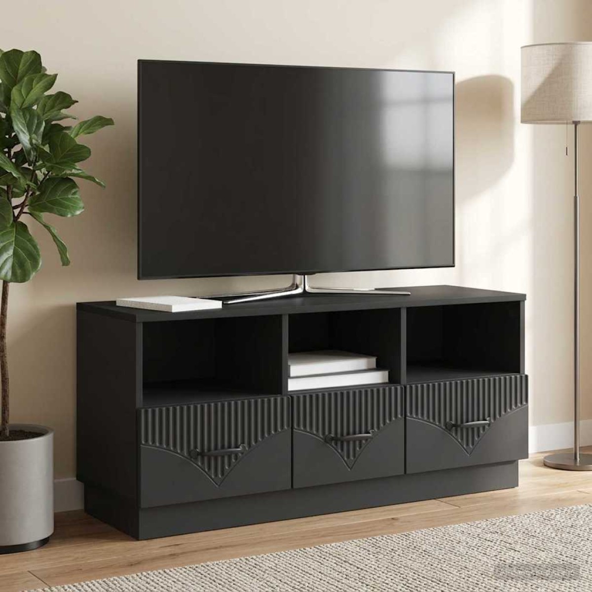 vidaXL Ντουλάπι TV Μαύρο 102 x 34,5 x 47 εκ Επεξεργασμένο Ξύλο