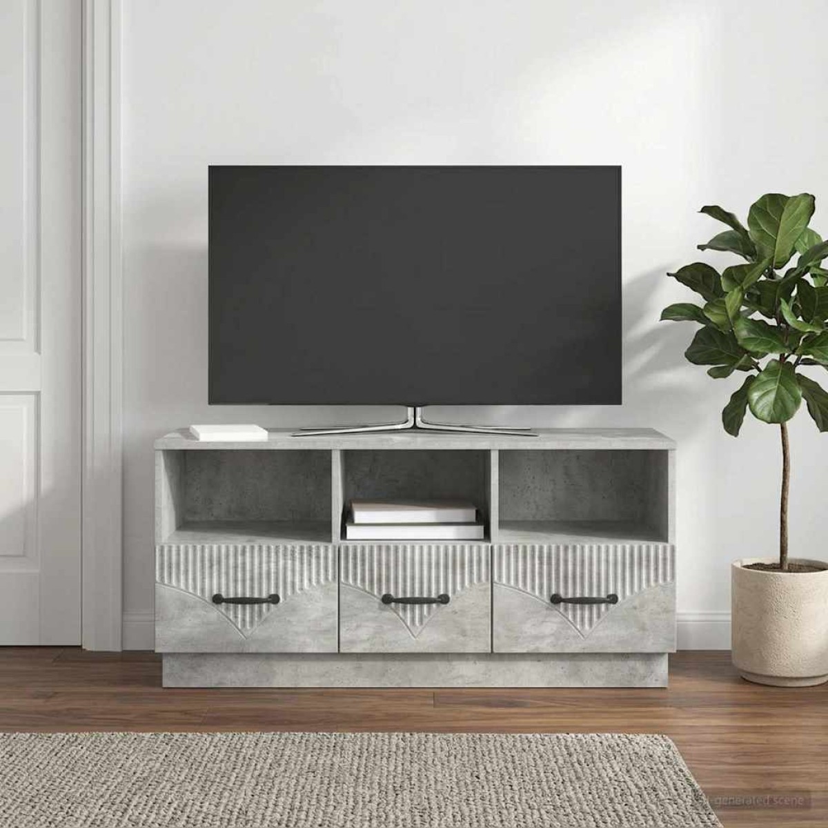 vidaXL Ντουλάπι TV με συρτάρι Γκρι Σκυροδέματος 102 x 34,5 x 47 εκ
