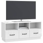 vidaXL Ντουλάπι TV με συρτάρι Γυαλιστερό Λευκό 102 x 34,5 x 47 εκ