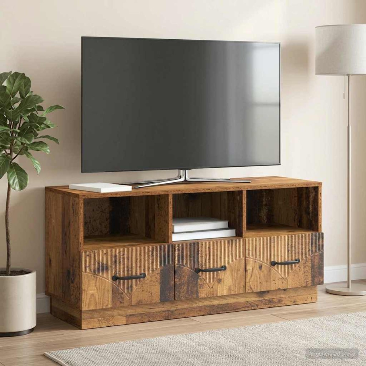 vidaXL Ντουλάπι TV με συρτάρι Παλαιωμένο ξύλο 102 x 34,5 x 47 εκ