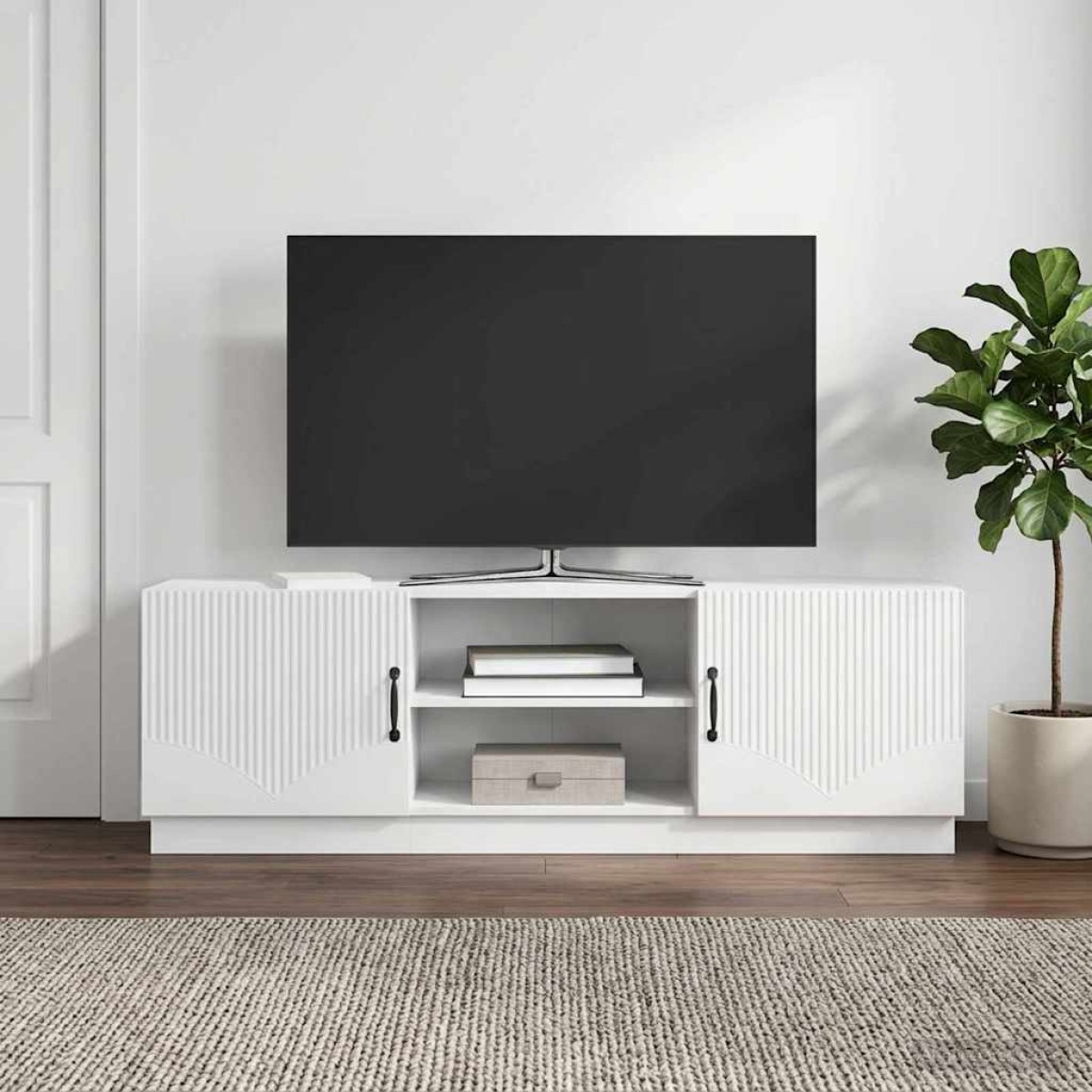 vidaXL Ντουλάπι TV Γυαλιστερό Λευκό 150 x 31 x 47 εκ