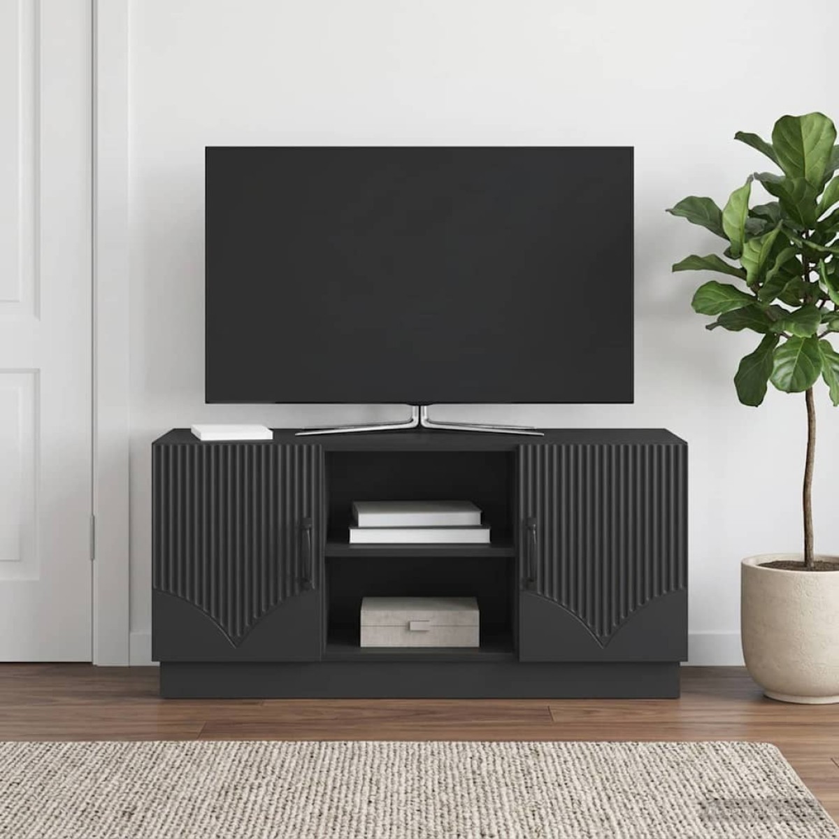vidaXL Ντουλάπι TV Μαύρο 102 x 34,5 x 47 εκ Επεξεργασμένο Ξύλο