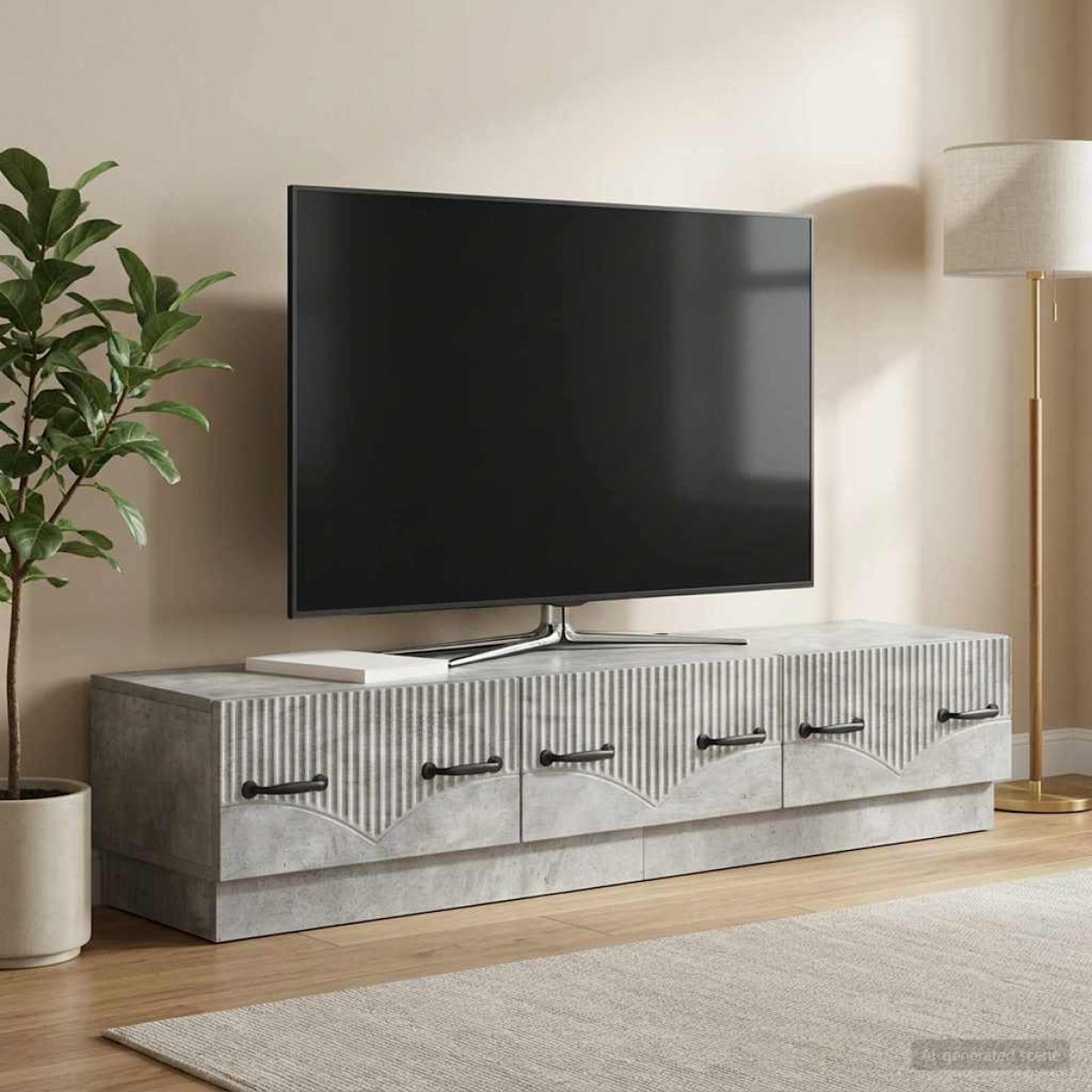 vidaXL Ντουλάπι TV με συρτάρι Γκρι Σκυροδέματος 147 x 34,5 x 27 εκ